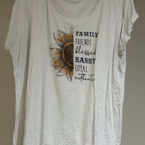 Maurices White Tee with Sunflower Graphic and Text